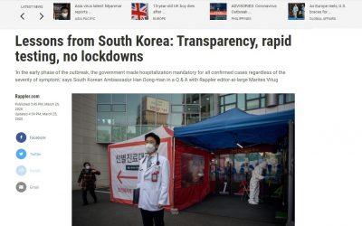 Lessons from South Korea: Transparency, rapid testing, no lockdowns