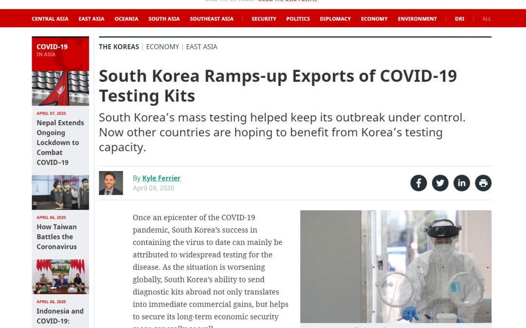 South Korea Ramps-up Exports of COVID-19 Testing Kits