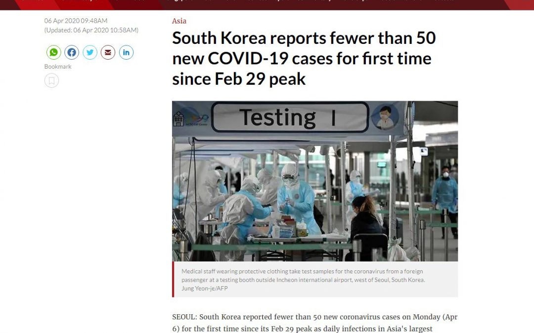 South Korea reports fewer than 50 new COVID-19 cases for first time since Feb 29 peak